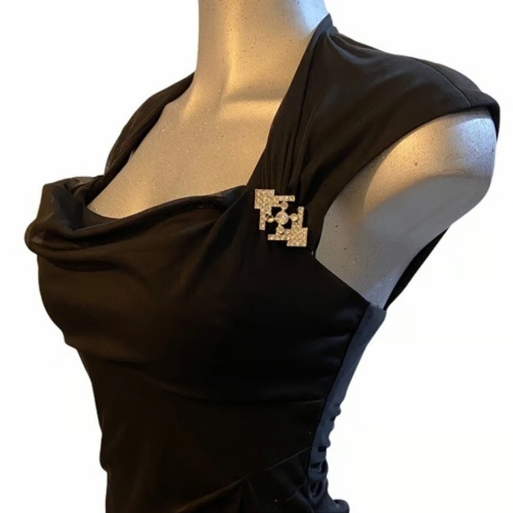 R&M Richard's formal chiffon dress. Front drape with cut-out back. Size 14